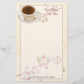 Artigos de papelaria do café da flor de cerejeira