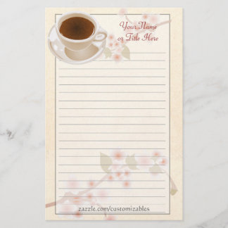 Artigos de papelaria do café da flor de cerejeira