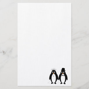 Artigos de papelaria do casamento do pinguim