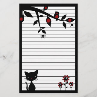 Artigos de papelaria do gato preto