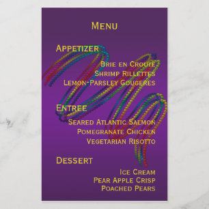 Artigos de papelaria do menu do partido do