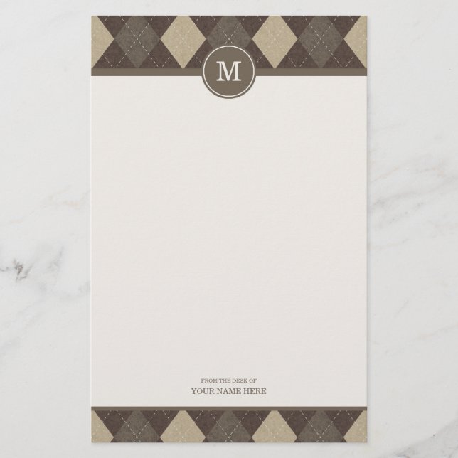 Artigos de papelaria do monograma da xadrez de (Frente)
