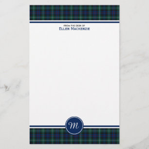 Artigos de papelaria do monograma do Tartan de