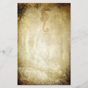 Artigos de papelaria do sepia do cavalo marinho e