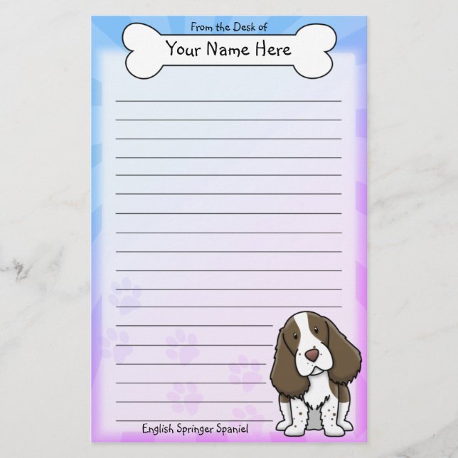 Artigos de papelaria do Spaniel de Kawaii Springer (Frente)