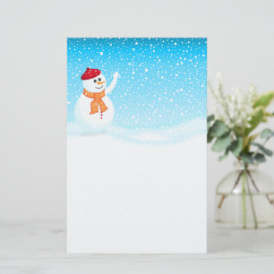 Artigos de papelaria felizes do boneco de neve