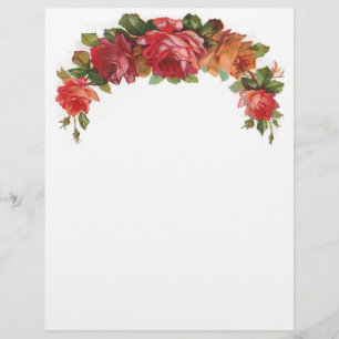 Artigos de papelaria florais do cabeçalho do