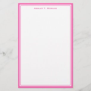 Artigos de papelaria personalizados branco do rosa
