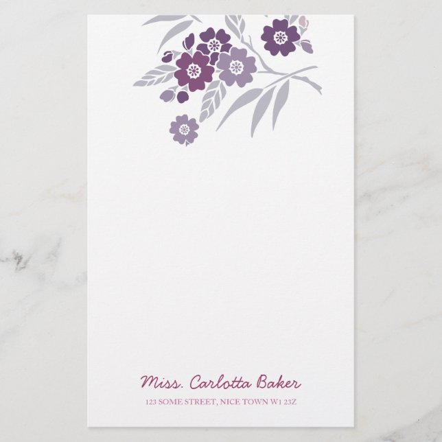 Artigos de papelaria pessoais da flor de cerejeira (Frente)