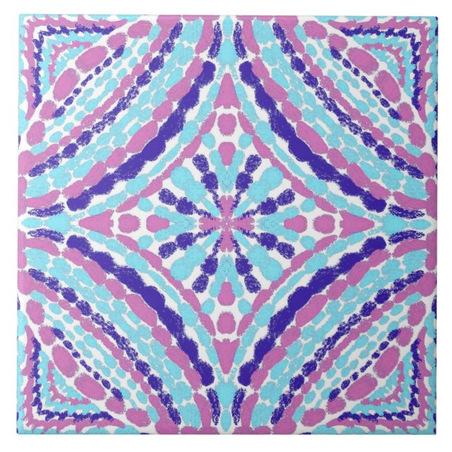 Artisan Azul Cor-de-rosa Pintado com Mão (Frente)