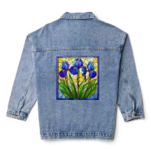Artisan Blue Iris Estivada Vidro Denim Jaqueta