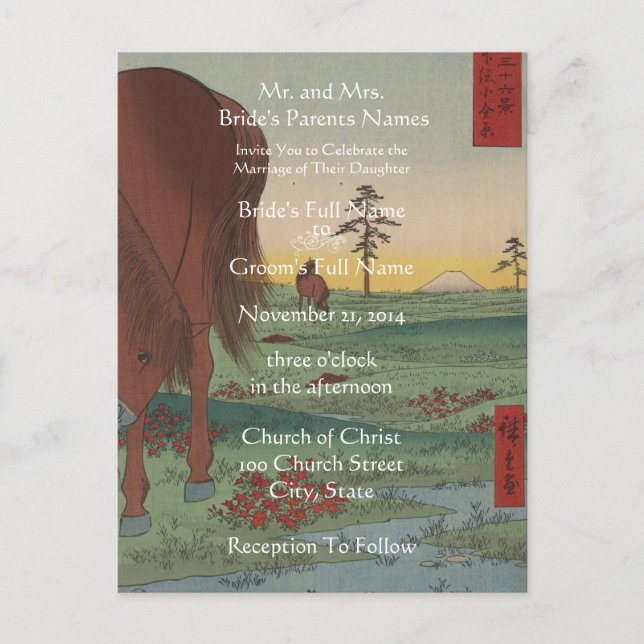 Artista de Convite para Casamento Hiroshige Utagaw (Frente)