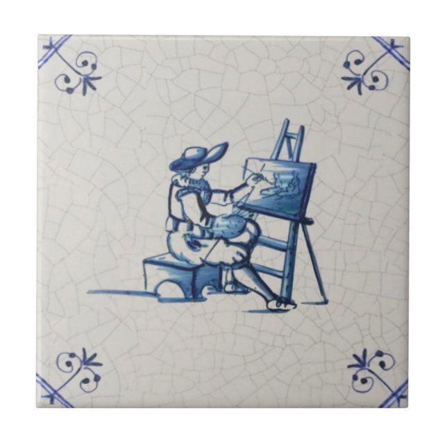 Artista holandês na mão de Easel Pintou 1600 Repro (Frente)