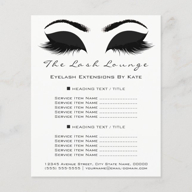 Artista Makeup Beauty Salon Black White Flyer Brow (Frente)