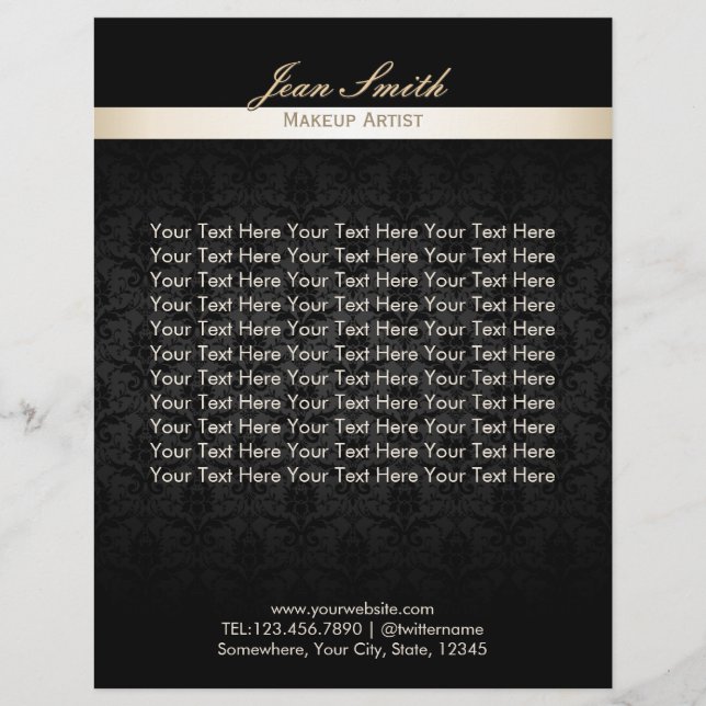 Artista Negro Damasco Beleza Folhetos de Salão (Frente)