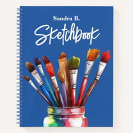 Artista Personalizado Paintbrush Blue Sketchbook