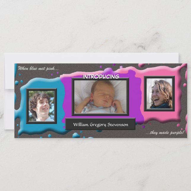 Artistas Rosa e Azul Fazem Anúncio de Nascimento R (Frente)