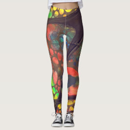 Artistic painting and collage legging pants