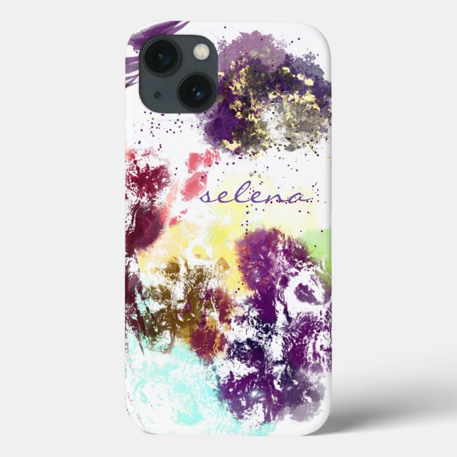 Artístico Rosa Roxo Floral Botânico Monogramado (Verso)
