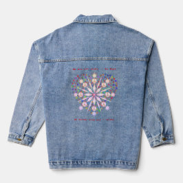 Artsy Fashion Pink Blue Peace Heart Denim Jaqueta