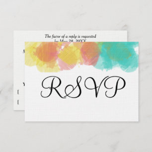 Artsy Gouache Pink Yellow Blue Watercolor RSVP