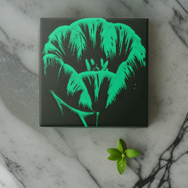 Artsy Green - Tulip de Arte Pop verde sobre preto