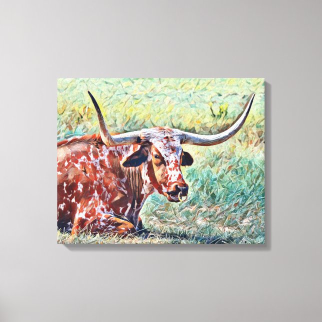 Artsy Longhorn Cow Ring Canvas (Frente)