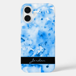 Artsy Sky Blue Watercolor Paint Splatters com nome