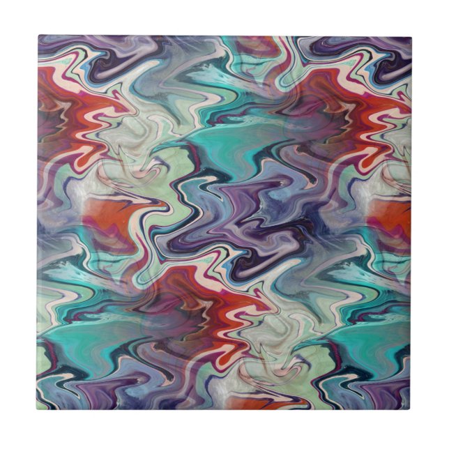 Artsy Wavy Agate Colorida Parece Design abstrato (Frente)