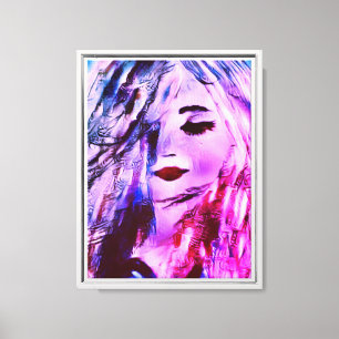 Artsy Woman Mermaid Painting Framed Wall Canvas