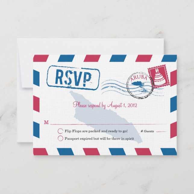 Aruba Air Mail Wedding RSVP (Frente)