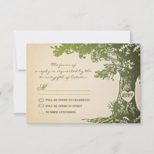 árvore antiga verde design de rsvp de casamento vi