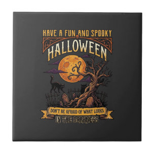 Árvore Assustadora de Halloween Lua Cheia Gato Pre