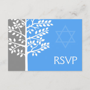 Árvore azul cinzenta do bar Mitzvah RSVP da vida