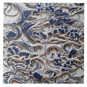 Árvore Azul e Branca 3D, Sem Costura, Formas Orgân