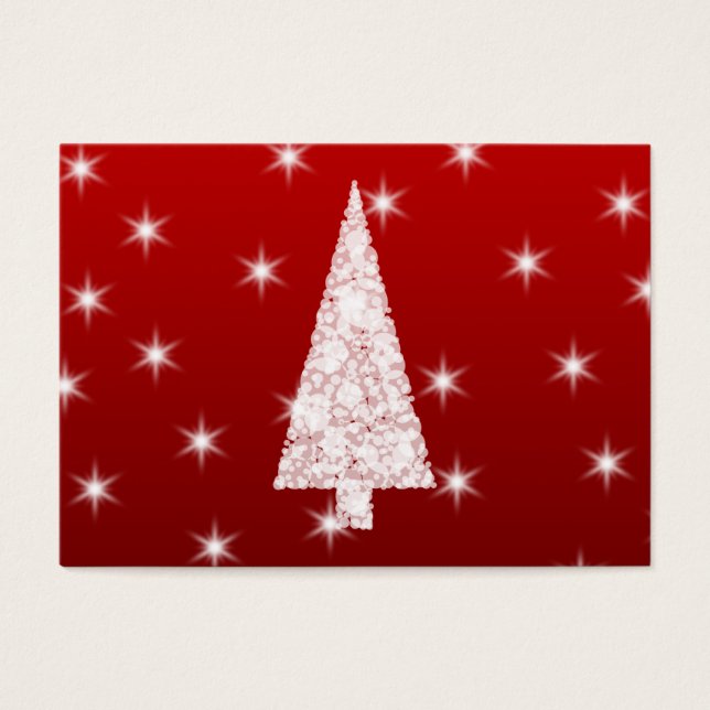 Árvore branca de Natal com estrelas em vermelho. (Frente)