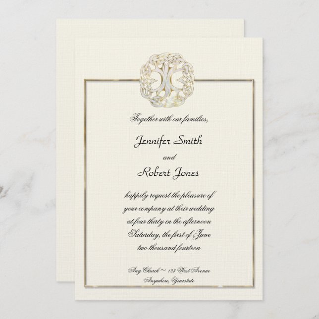 Árvore celta do convite do casamento do cardo da (Frente/Verso)