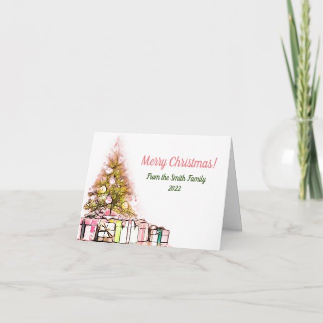 Árvore com presente cartão de Natal (Frente)