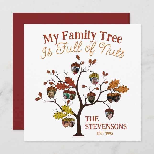 Árvore da Família Foto Engraçada é Cheio de Loucos (Frente/Verso)