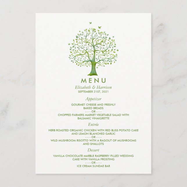 Árvore da Vida, Elegante Menu Casamento (Frente)