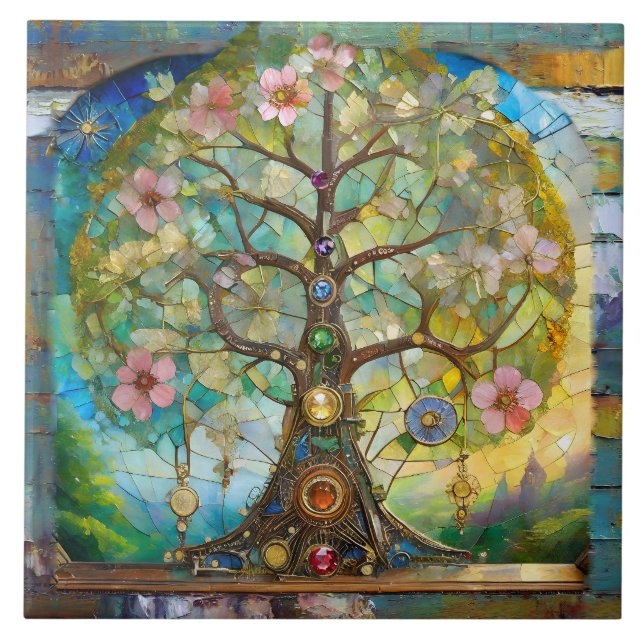 Árvore Da Vida Em Flor Dos 7 Chakras (Frente)