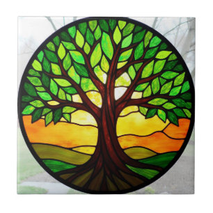 Árvore da Vida em Vidro Pintado 