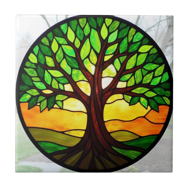 Árvore da Vida em Vidro Pintado  (Frente)