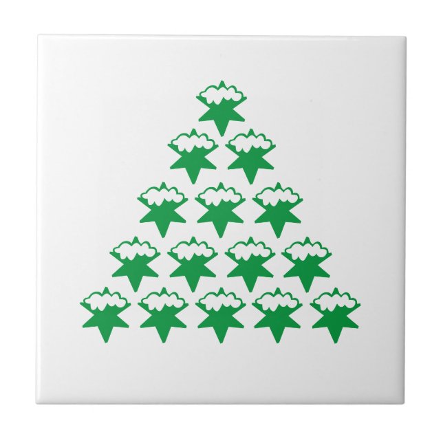 Árvore das Estrelas de Neve Verde de Natal, fundo  (Frente)