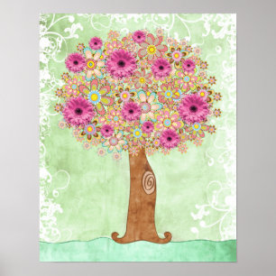 Árvore das flores e poster floral verde - TBA