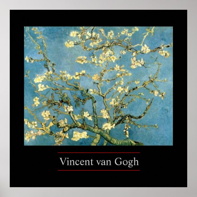 Árvore de amêndoa florescente de van Gogh Poster I (Frente)