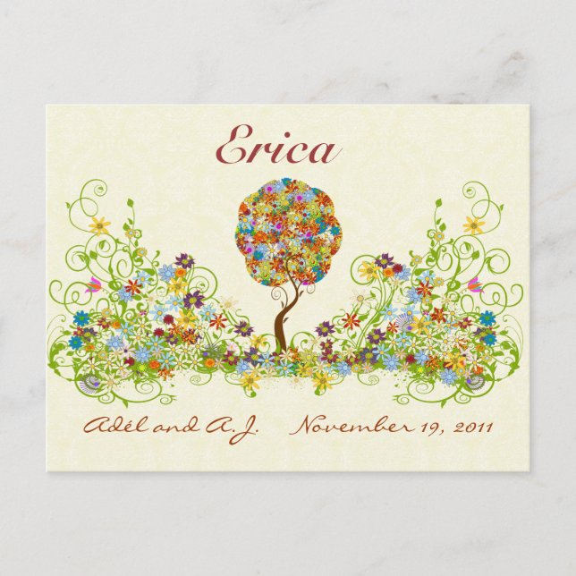 Árvore de amor da Flor de Patches Obrigado Cartão  (Frente)