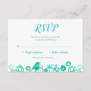 Árvore de Aquarela Verde Teal RSVP de Vida