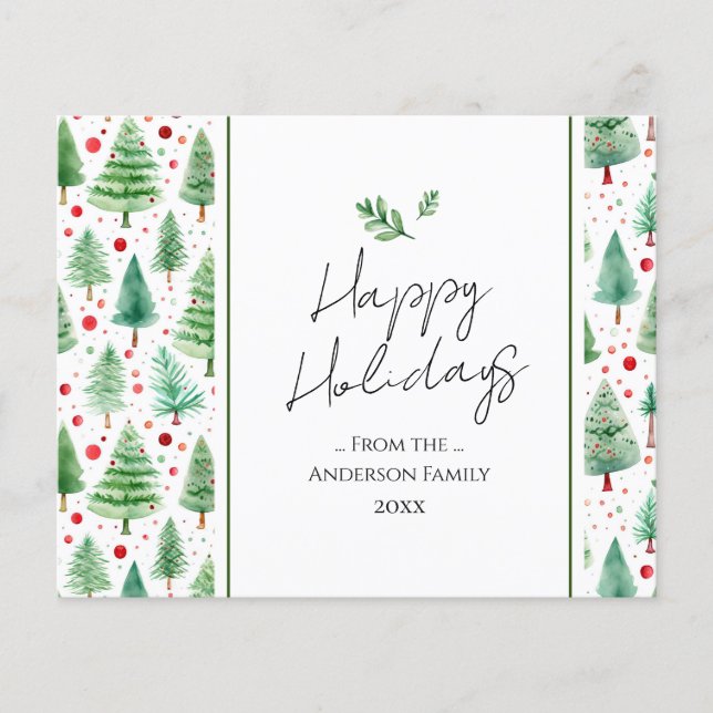 Árvore de Aquarelas de Feriados Felizes (Frente)