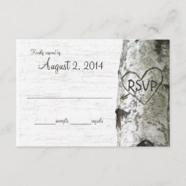 Árvore de Birch com RSVP de Coração Gravado